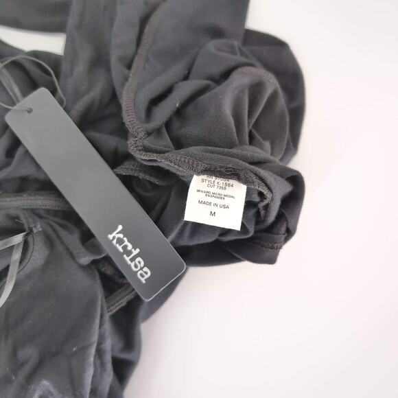 Krisa Revolve Black Siro Micro Modal Halter Romper with Pockets - Size M - NWT - Picture 7 of 13